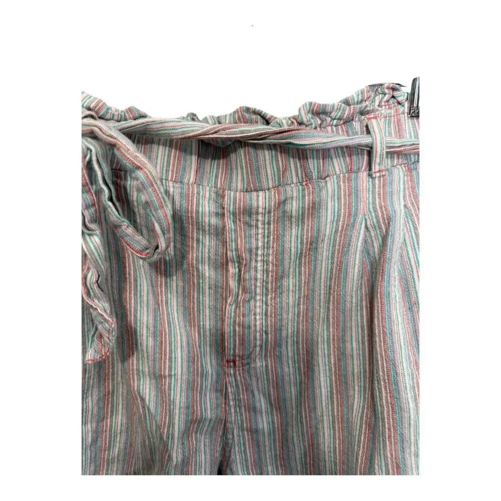 American Eagle Womens HighRise Striped Linen Blend Paperbag Pleated Shorts XL